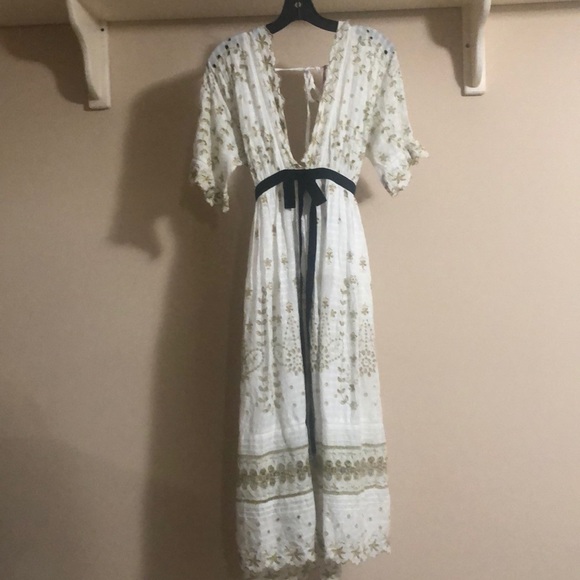 LOVESHACKFANCY Augusta velvet-trim metallic Dress - Picture 5 of 6